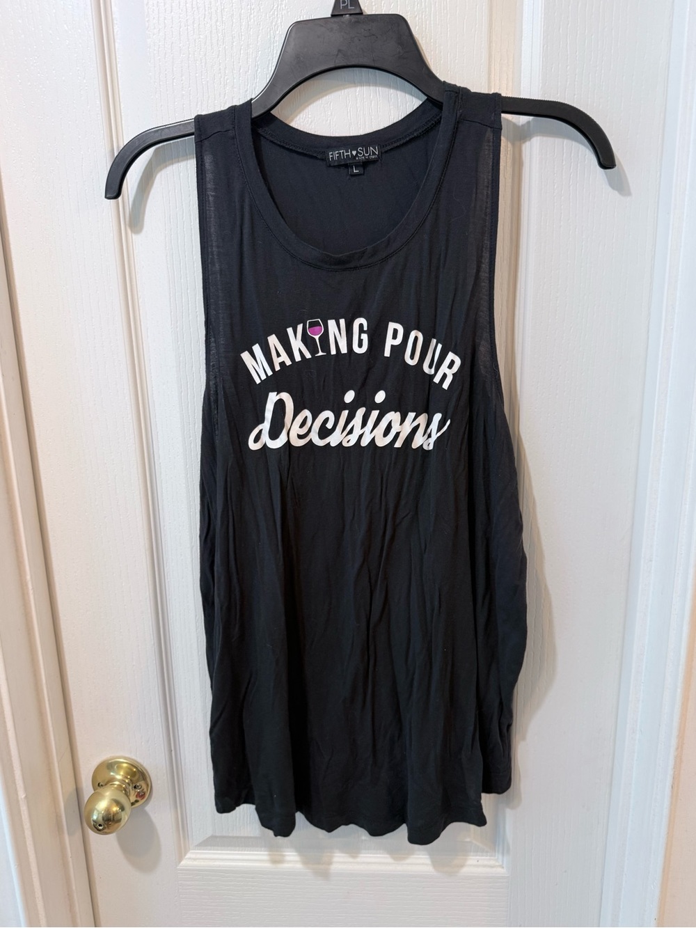 Fifth Sun Black Graphic Tank with White Script